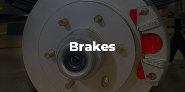 Closeup of trailer brakes.