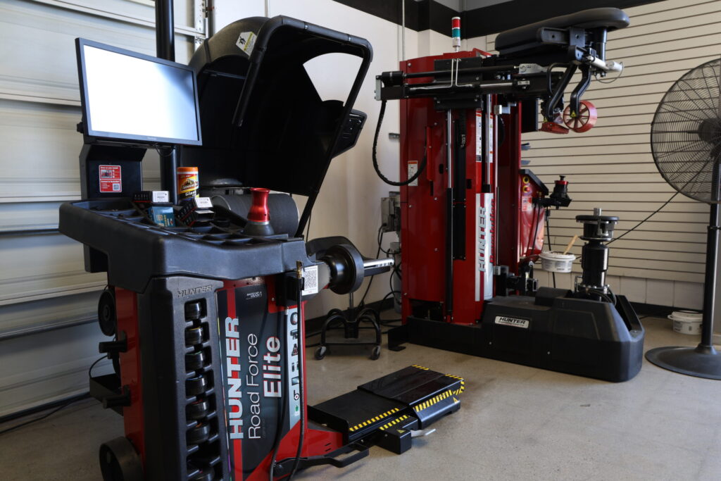 A machine used to mount and balance tires.