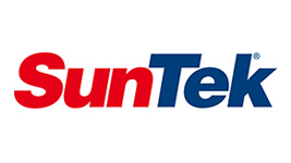 A logo of the Suntek window tint brand.